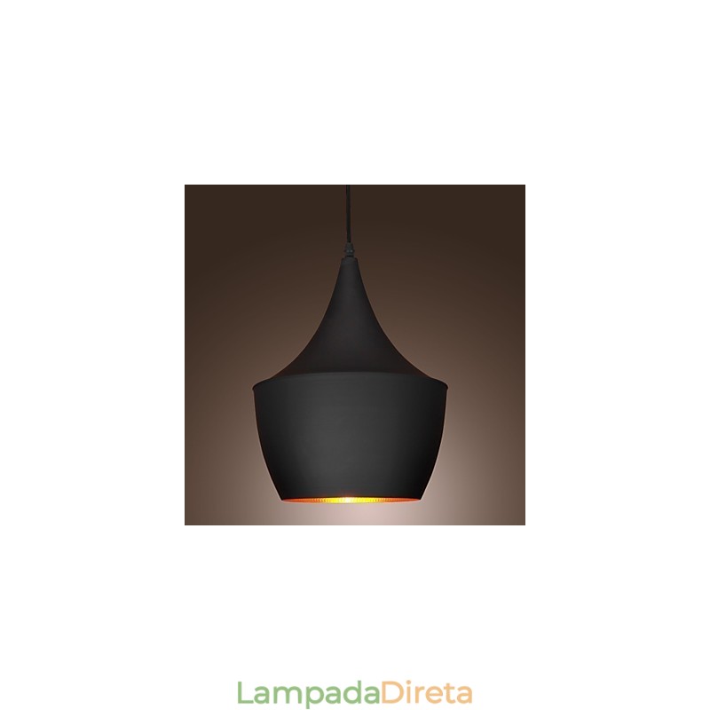 Luminária pendente retrô vintage Tom Dixon Design preta