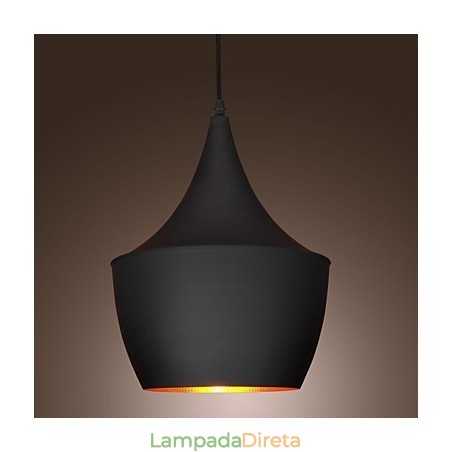Luminária pendente retrô vintage Tom Dixon Design preta Luminária pendente retrô vintage Tom Dixon Design preta