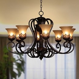 Lustre Pendente 8 Luzes Vintage Country Island Metal+Vidro