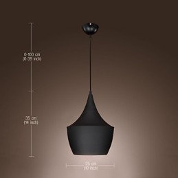 Luminária pendente retrô vintage Tom Dixon Design preta