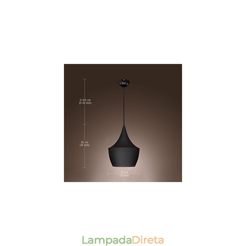 Luminária pendente retrô vintage Tom Dixon Design preta