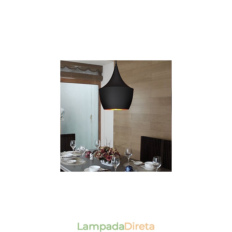 Luminária pendente retrô vintage Tom Dixon Design preta