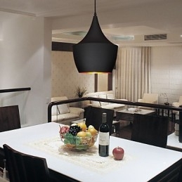 Luminária pendente retrô vintage Tom Dixon Design preta