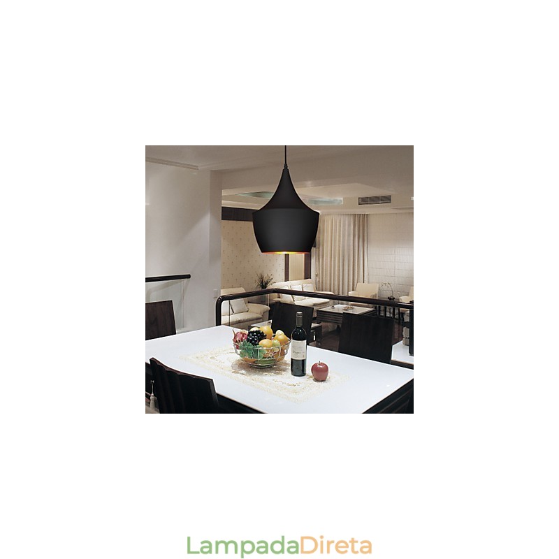 Luminária pendente retrô vintage Tom Dixon Design preta