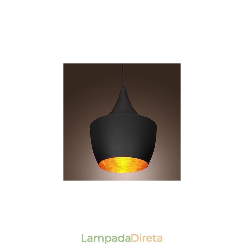 Luminária pendente retrô vintage Tom Dixon Design preta