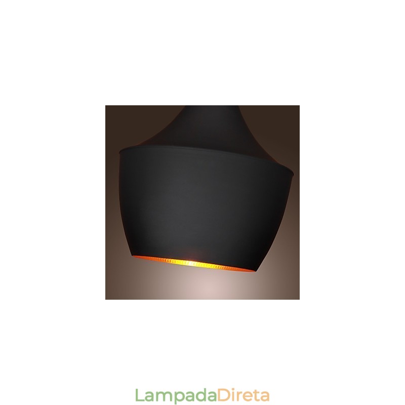 Luminária pendente retrô vintage Tom Dixon Design preta