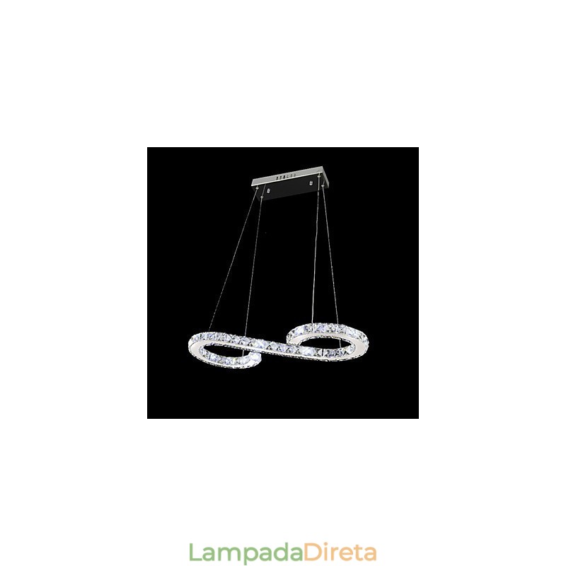 Luminária pendente moderna contemporânea de cristal cromado em metal