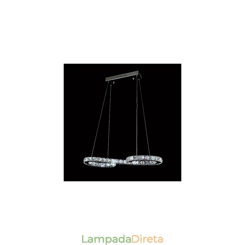 Luminária pendente moderna contemporânea de cristal cromado em metal