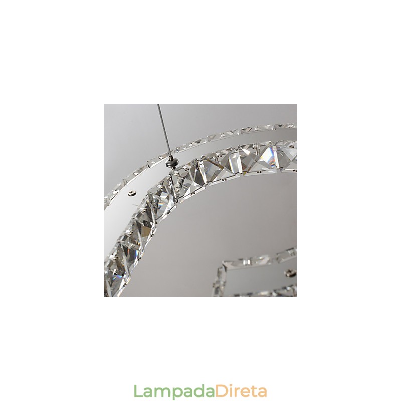 Luminária pendente moderna contemporânea de cristal cromado em metal