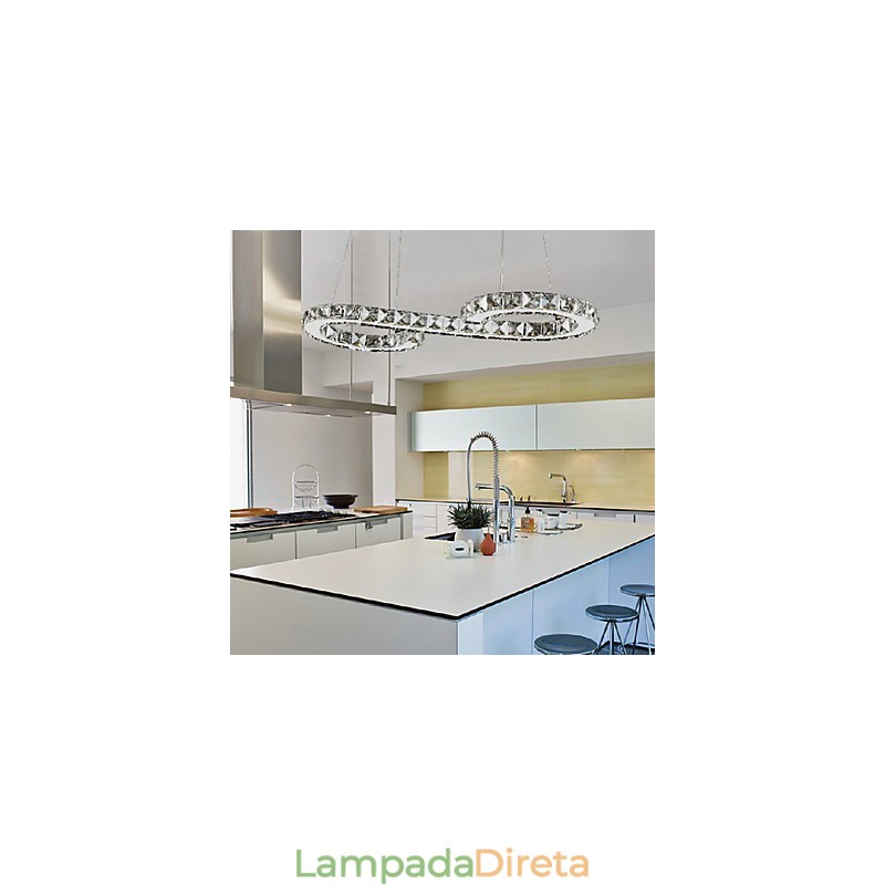 Luminária pendente moderna contemporânea de cristal cromado em metal