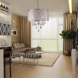 Lustre de cristal moderno com 4 luzes, luminária pendente