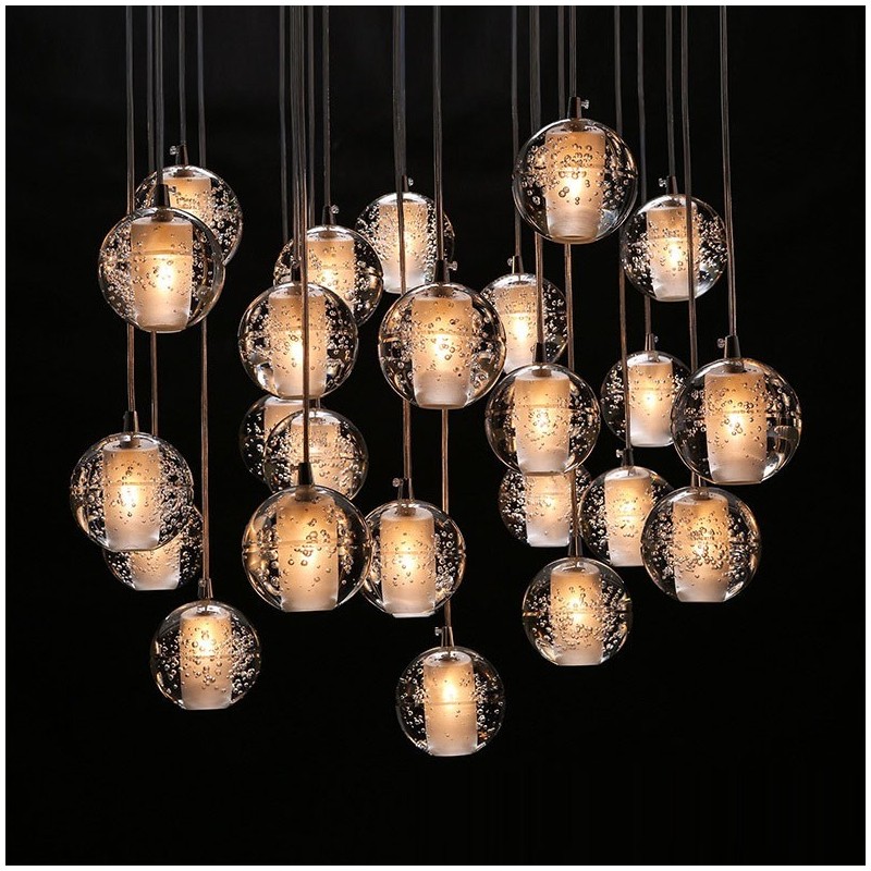 Luminária pendente de bola de cristal Meteorer de palco de engenharia criativa