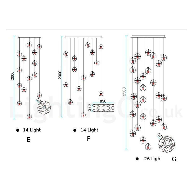 Luminária pendente de bola de cristal Meteorer de palco de engenharia criativa