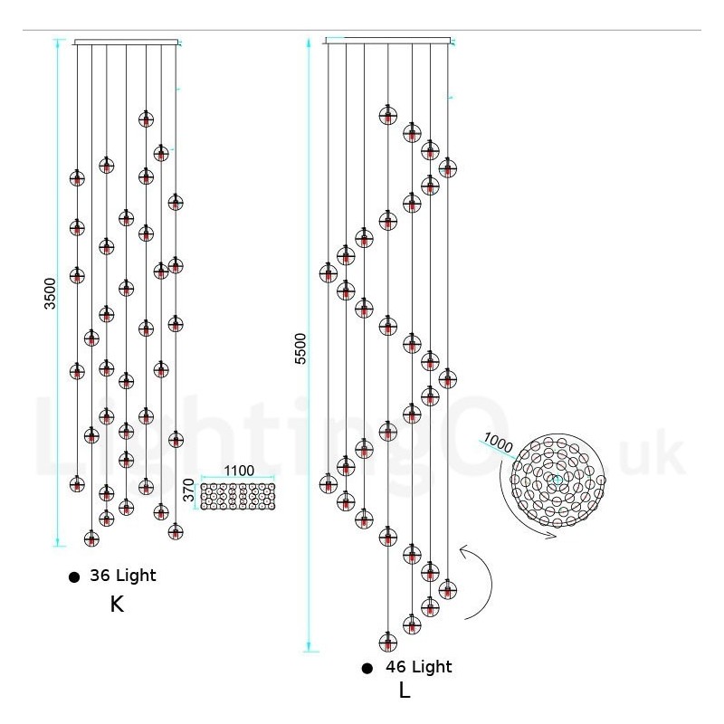 Luminária pendente de bola de cristal Meteorer de palco de engenharia criativa