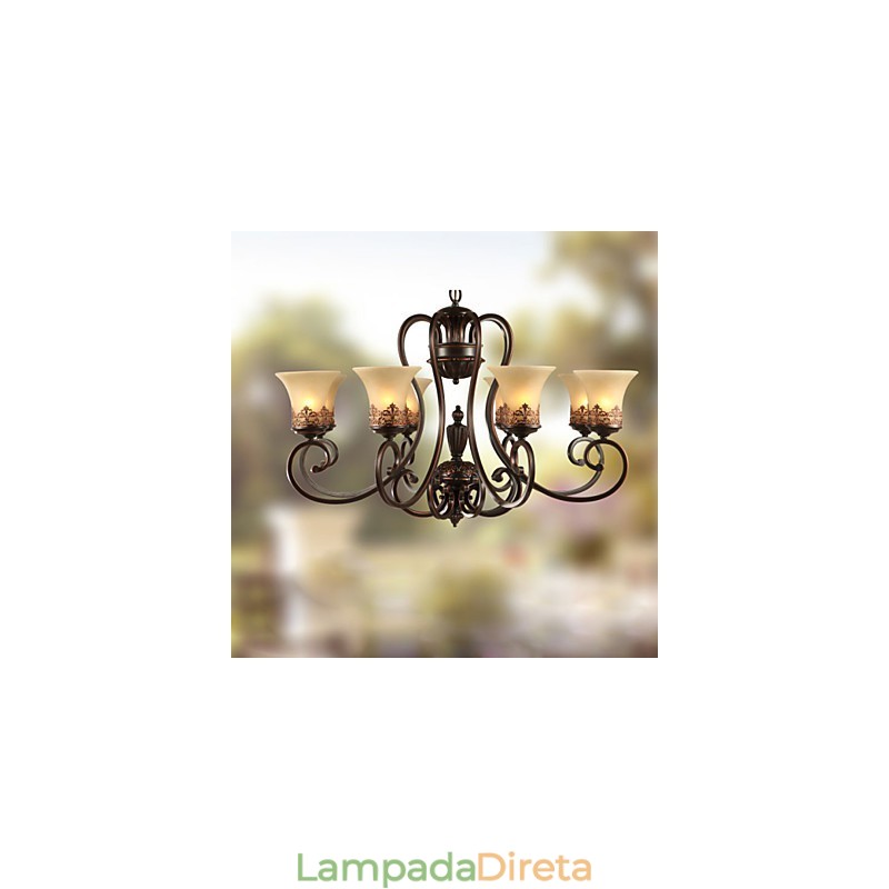 Lustre Pendente 8 Luzes Vintage Country Island Metal+Vidro