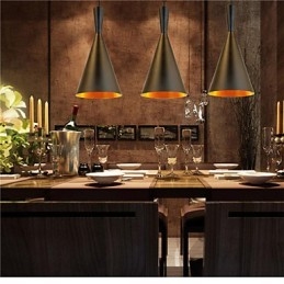 Luminária pendente retrô vintage Tom Dixon design preto branco tipo C luminárias pendentes café