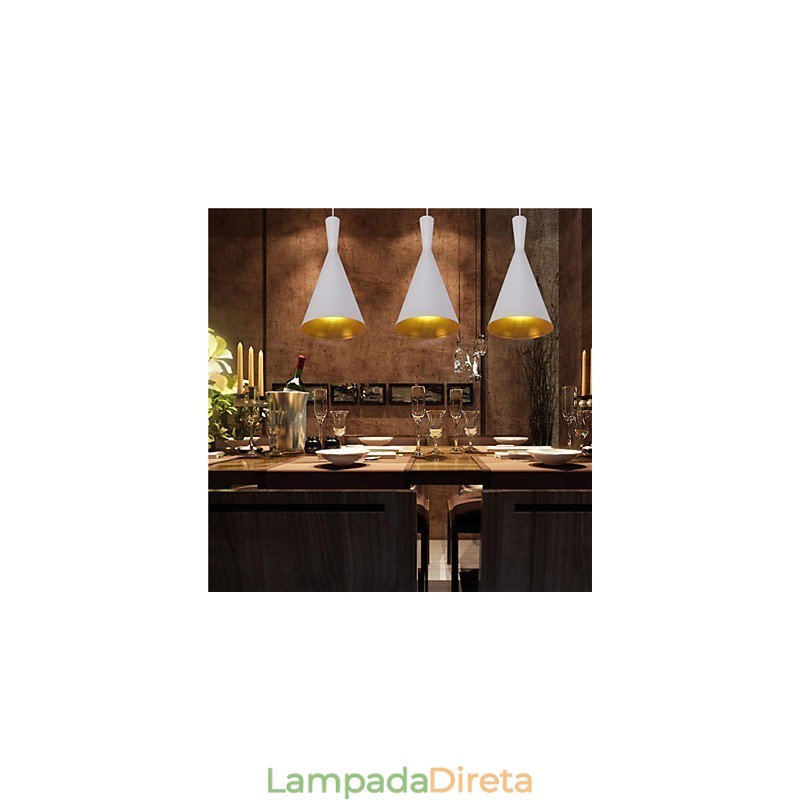 Luminária pendente retrô vintage Tom Dixon design preto branco tipo C luminárias pendentes café