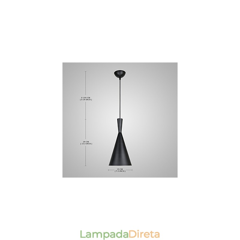 Luminária pendente retrô vintage Tom Dixon design preto branco tipo C luminárias pendentes café