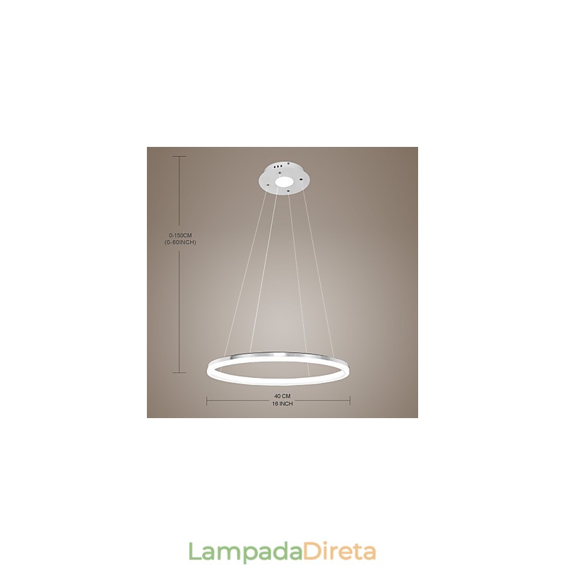 Luminária pendente de design moderno, de acrílico de alta qualidade, com anel único