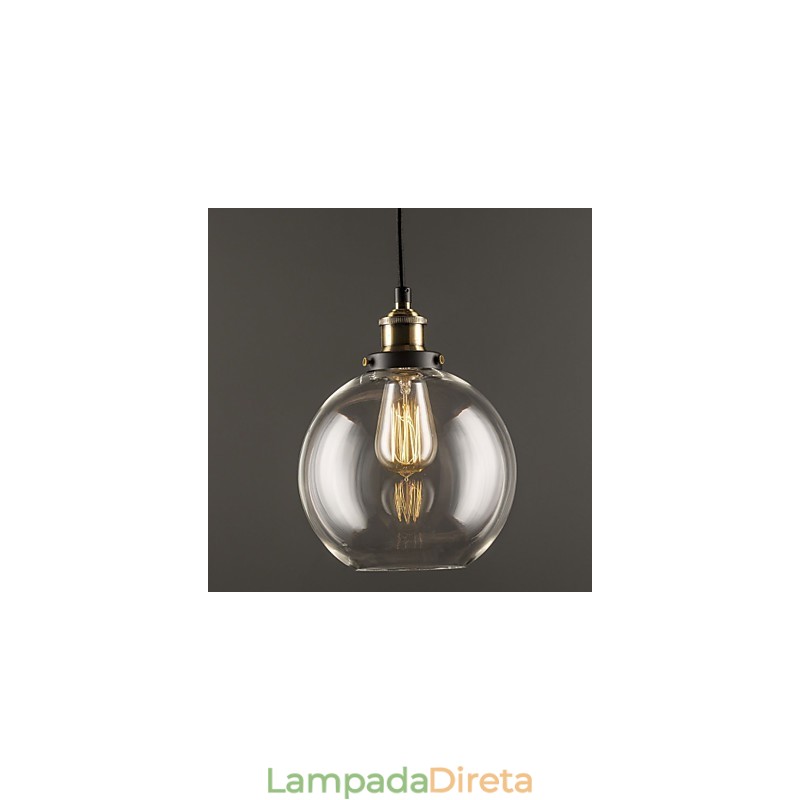 Luminária pendente industrial de fábrica, latão antigo, luminária com abajur de vidro, luminária pendente de café