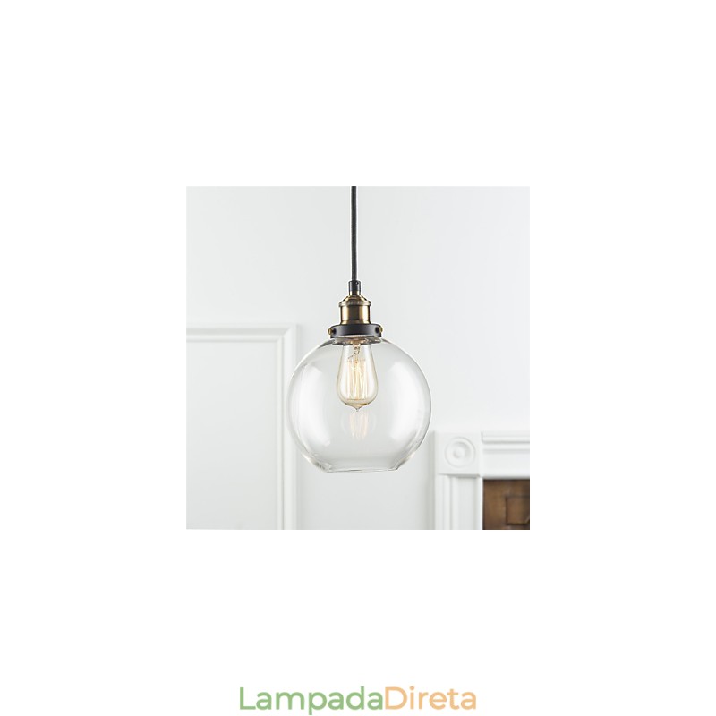 Luminária pendente industrial de fábrica, latão antigo, luminária com abajur de vidro, luminária pendente de café