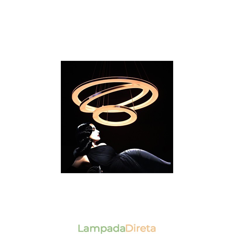 Luminária pendente moderna 3 anéis luminária pendente acrílico