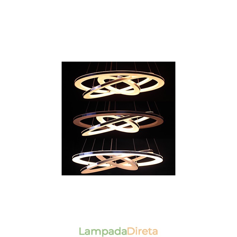 Luminária pendente moderna 3 anéis luminária pendente acrílico