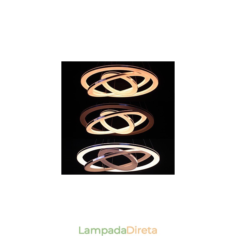 Luminária pendente moderna 3 anéis luminária pendente acrílico