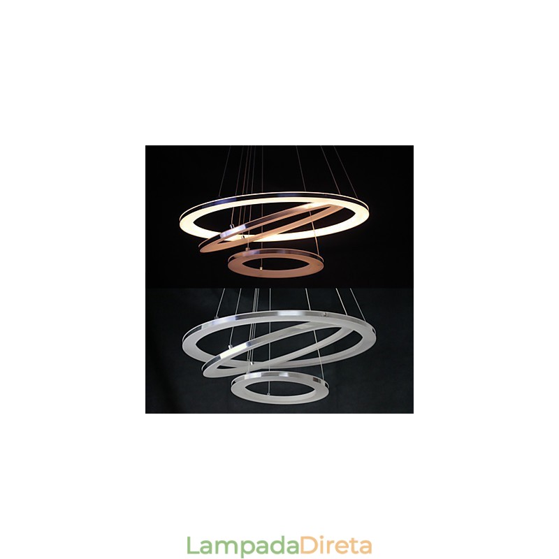 Luminária pendente moderna 3 anéis luminária pendente acrílico