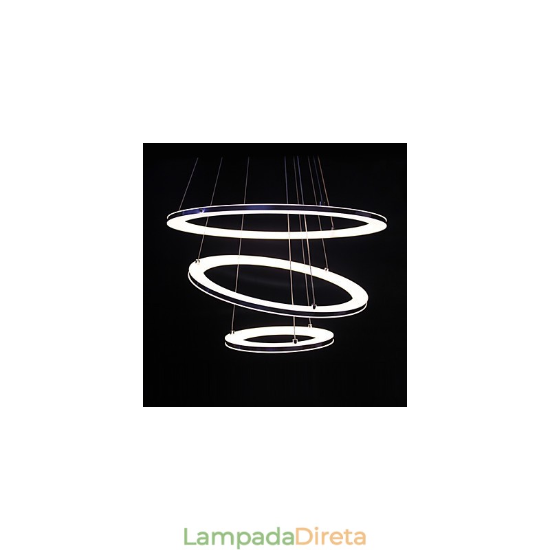 Luminária pendente moderna 3 anéis luminária pendente acrílico