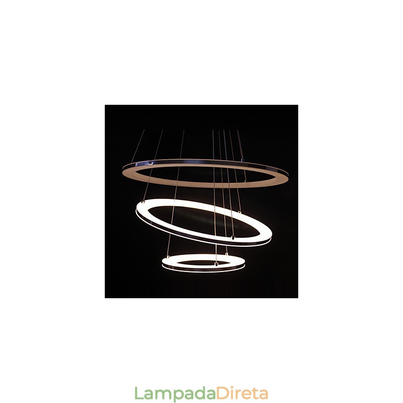 Luminária pendente moderna 3 anéis luminária pendente acrílico