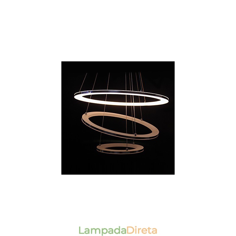 Luminária pendente moderna 3 anéis luminária pendente acrílico