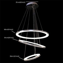 Luminária pendente moderna 3 anéis luminária pendente acrílico