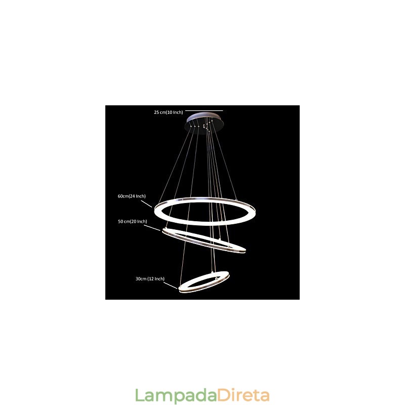 Luminária pendente moderna 3 anéis luminária pendente acrílico