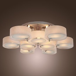 Lustre moderno contemporâneo de metal cromado com montagem embutida