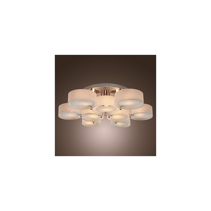 Lustre moderno contemporâneo de metal cromado com montagem embutida