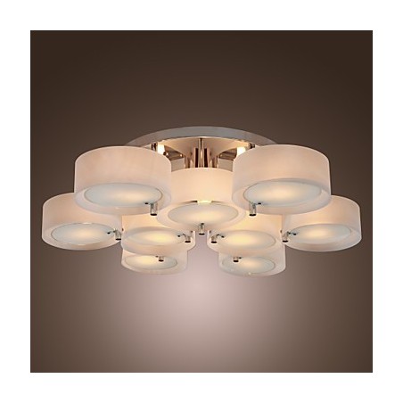 Lustre moderno contemporâneo de metal cromado com montagem embutida Lustre moderno contemporâneo de metal cromado com montagem embutida