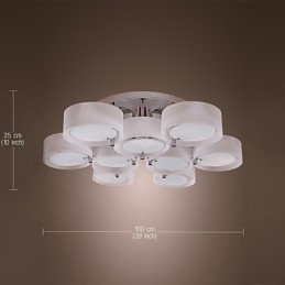 Lustre moderno contemporâneo de metal cromado com montagem embutida
