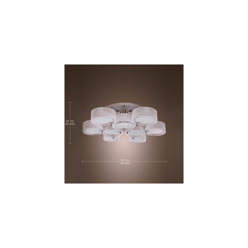 Lustre moderno contemporâneo de metal cromado com montagem embutida