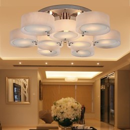 Lustre moderno contemporâneo de metal cromado com montagem embutida