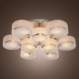 Lustre moderno contemporâneo de metal cromado com montagem embutida