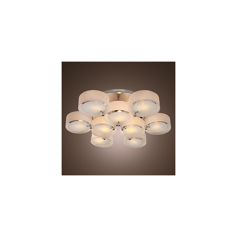 Lustre moderno contemporâneo de metal cromado com montagem embutida