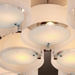 Lustre moderno contemporâneo de metal cromado com montagem embutida