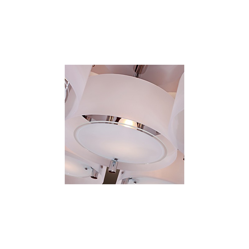 Lustre moderno contemporâneo de metal cromado com montagem embutida