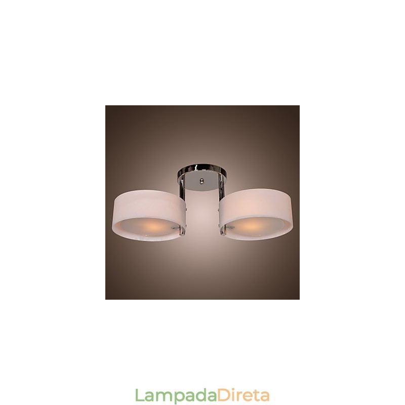 Lustre moderno contemporâneo de metal cromado com montagem embutida