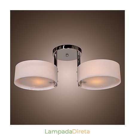 Lustre moderno contemporâneo de metal cromado com montagem embutida Lustre moderno contemporâneo de metal cromado com montagem embutida