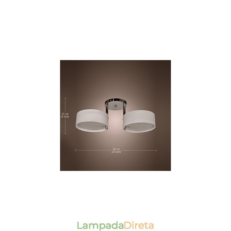 Lustre moderno contemporâneo de metal cromado com montagem embutida