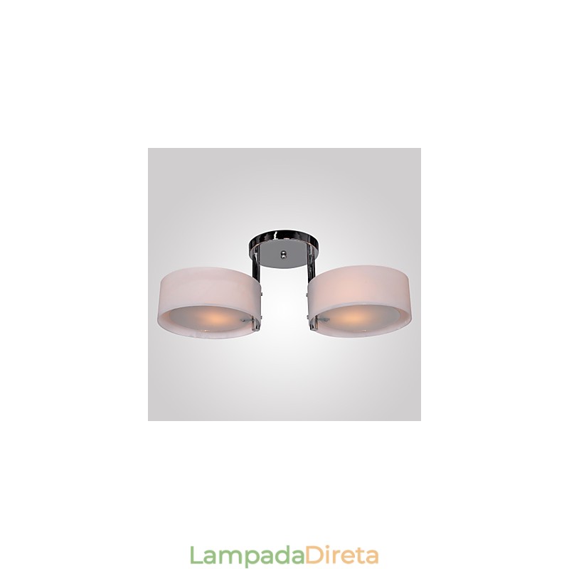 Lustre moderno contemporâneo de metal cromado com montagem embutida