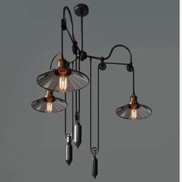 Luminária pendente vintage Pully 3 ilhas Foyer Metal + abajur interno Galss