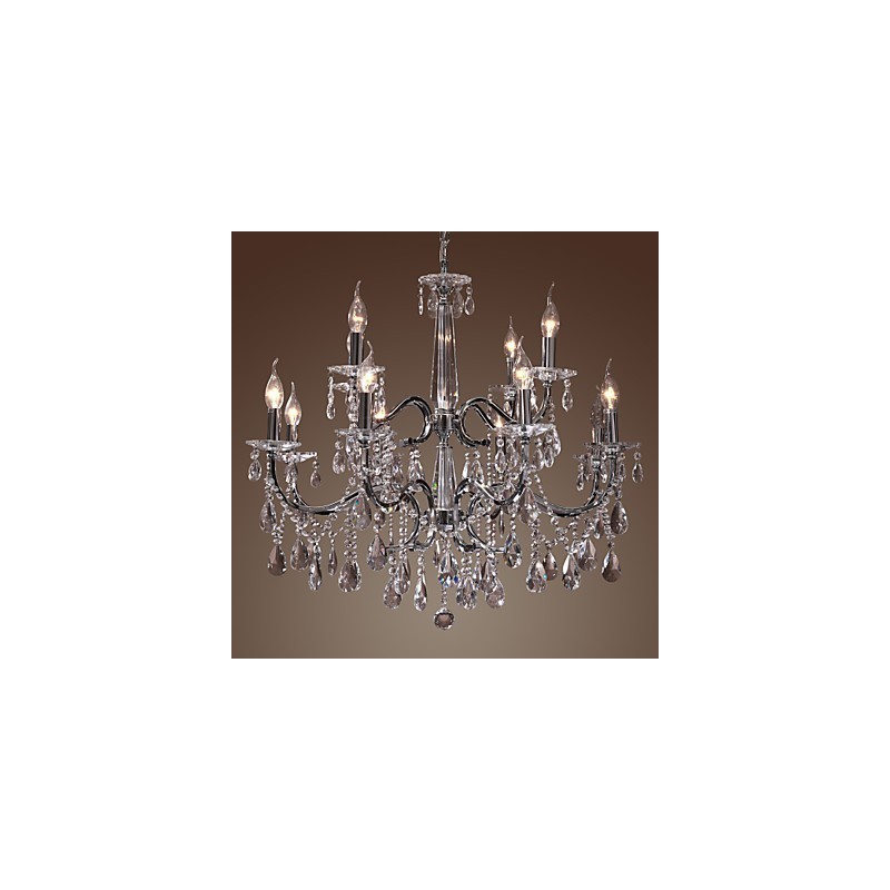 Lustre de Cristal Moderno 2 Níveis Sala 12 Luzes
